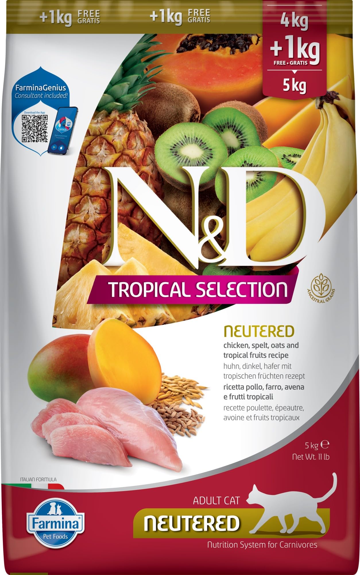 FARMINA ND Cat Tropical Selection NEUTERED Pollo 4+1KG