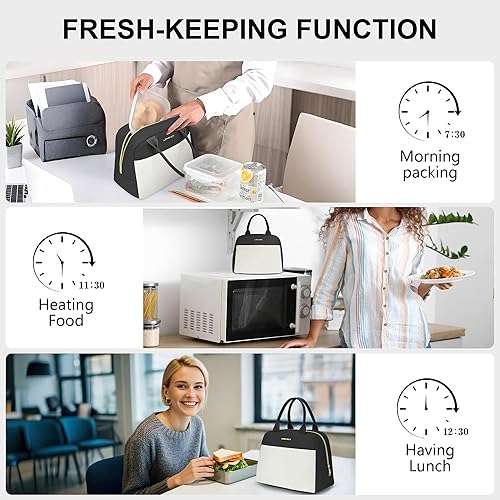 Miniatura 4 de LOKASS Lonchera térmica para mujeres, lonchera para adultos con bolsillo frontal, pequeña y bonita bolsa de almuerzo para el trabajo, bolsa