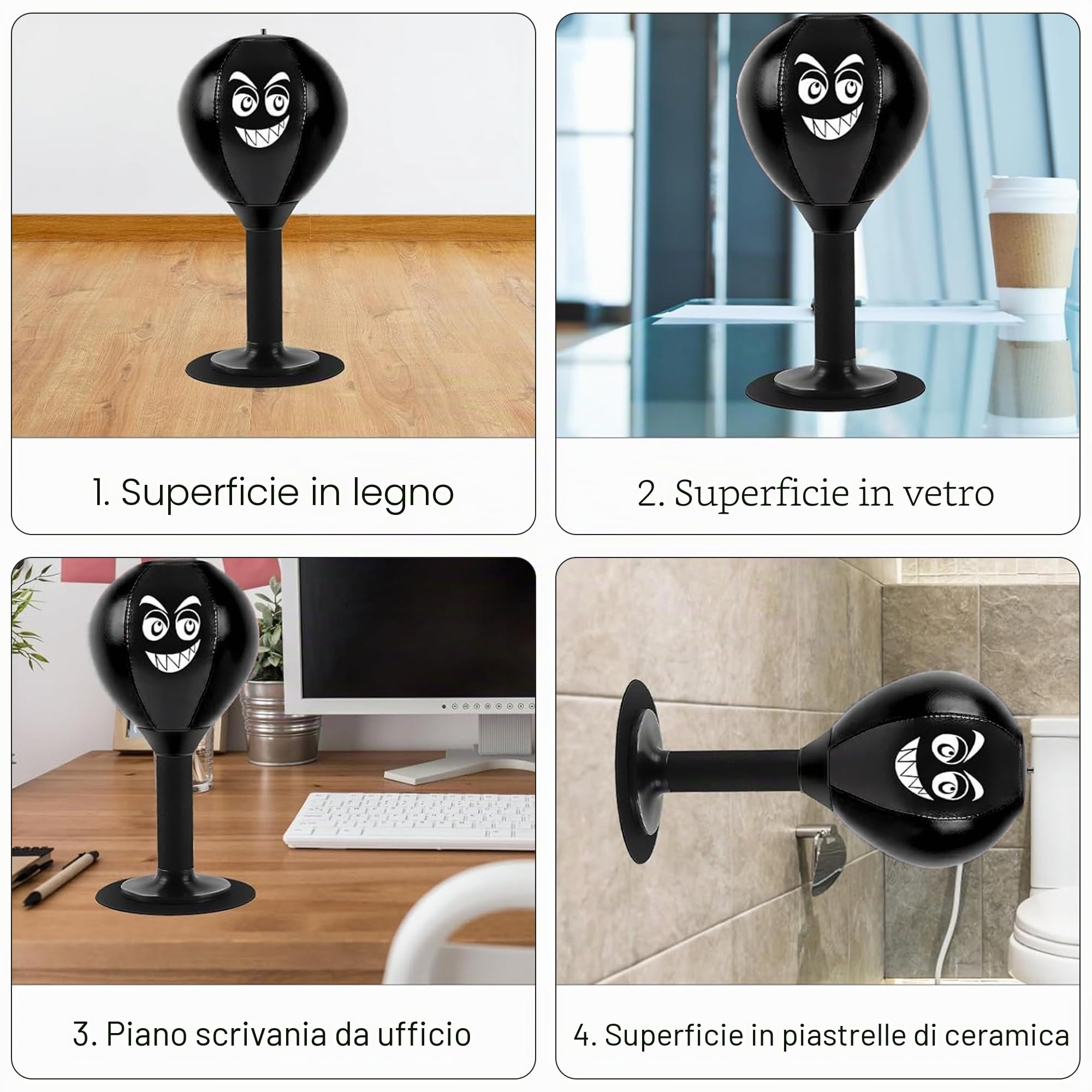Sacco da pugilato da tavolo, sacco da boxe desktop autoportante con ventosa, borsa per colpi Rage, sacco da pugilato desktop mini, per attività a casa e in ufficio per lo stress