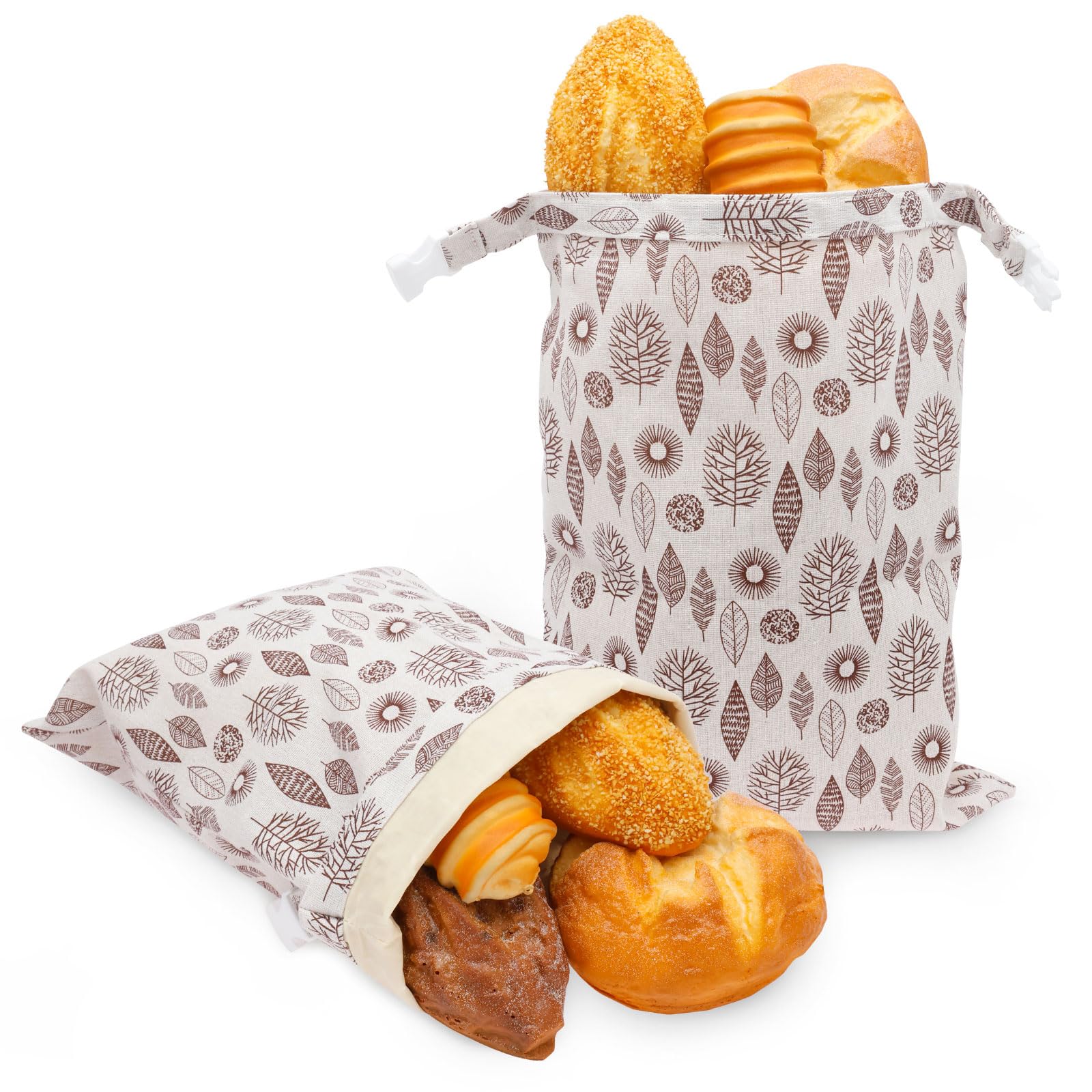 2Pcs Beeswax Bread Bags for Homemade Bread & Sourdough 43x33cm/ 17x13in Reusable Large Cotton Linen Beeswax Bread Bag for Freezer & Refrigerator with Natural Beeswax Lining to Keep Bread Fresh โ image 1