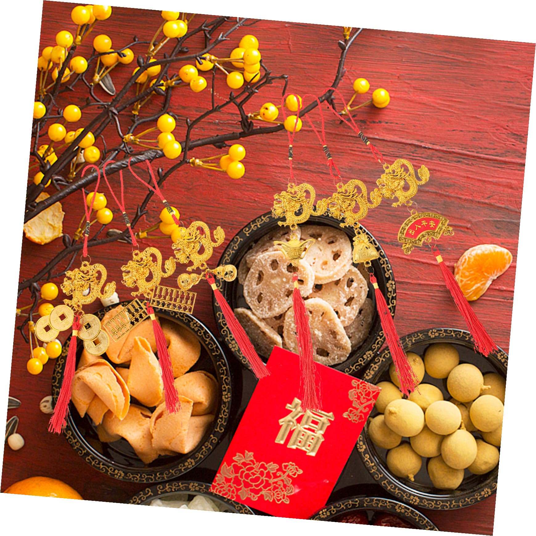 Cabilock 4 Sätze Chinesische Neujahrsdekoration Hochzeitsdeko Hochzeitsdeco Bonsai Hängender Drache Bonsai-dekore 2024 Partydekorationen Neujahrsdekorationen Plastik 6 Stück * 4
