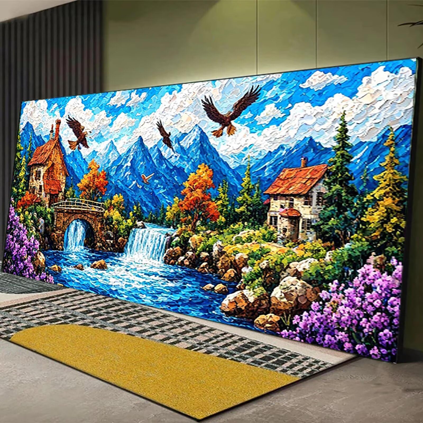 Malen nach Zahlen Kinder Landschaft, Malen Nach Zahlen Erwachsene, Geschenke für Mädchen Junge Bastelset, Malen nach Zahlen Berg | Malen nach Zahlen Ohne Rahmen, (60x120cm) Bastelset Erwachsene 6-Q