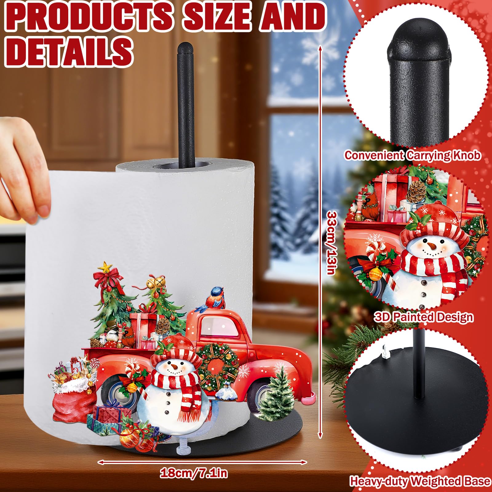 MorningRo Christmas Santa Paper Towel Holder - Retro Metal Countertop Decor With Weighted Base - View #8