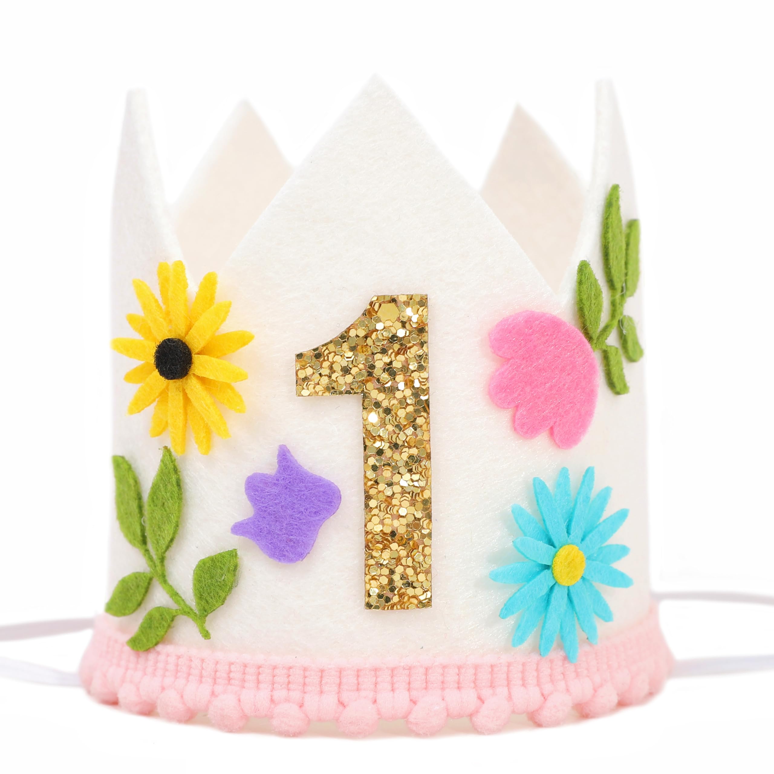 Wild Flower 1st BirthdayParty Hat - Little Wild Floral 1st Birthday Decorations, Our Little Flower Is Turning One Birthday Crown, Spring First Bday