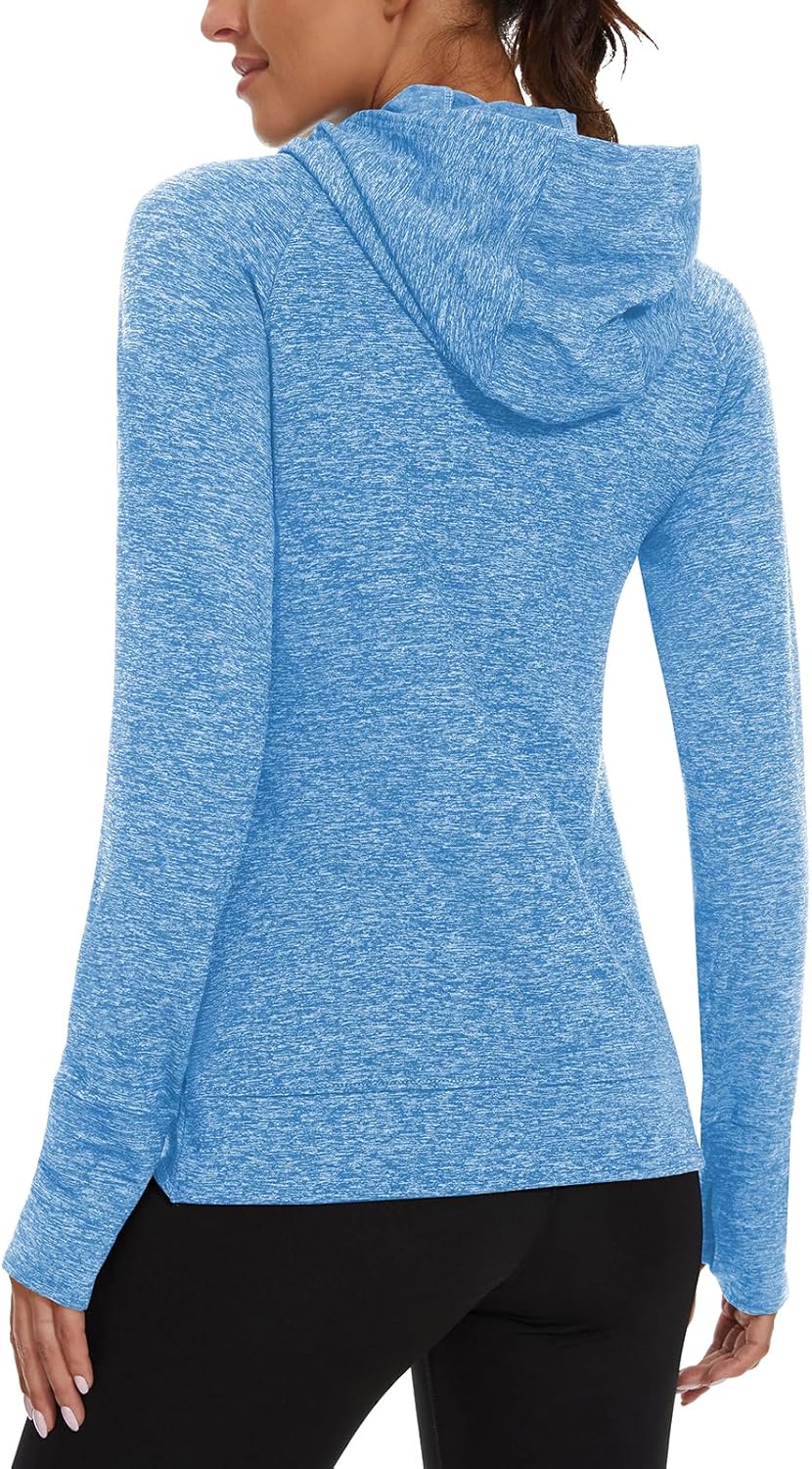 Soneven Women's Fleece Sweatshirts Long Sleeve Cold Weather Running Gear Thermal Hoodie with Thumb Holes