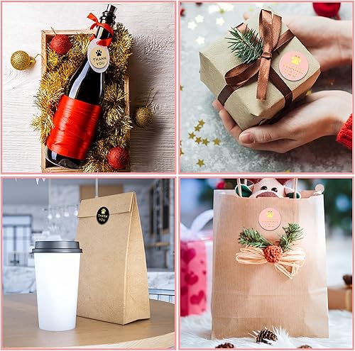 Miniatura 5 de 1500 etiquetas redondas de papel kraft con estampado de pata de agradecimiento, etiquetas de agradecimiento para envíos, bolsas, cajas, etiquetas,