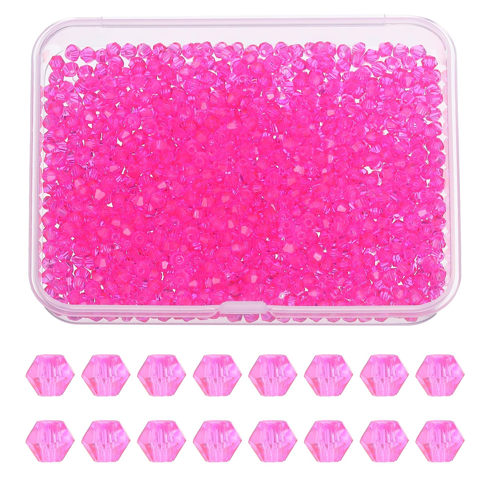 PATIKIL 1000pcs 3mm Bicone Glass Crystal Beads, Rose Red