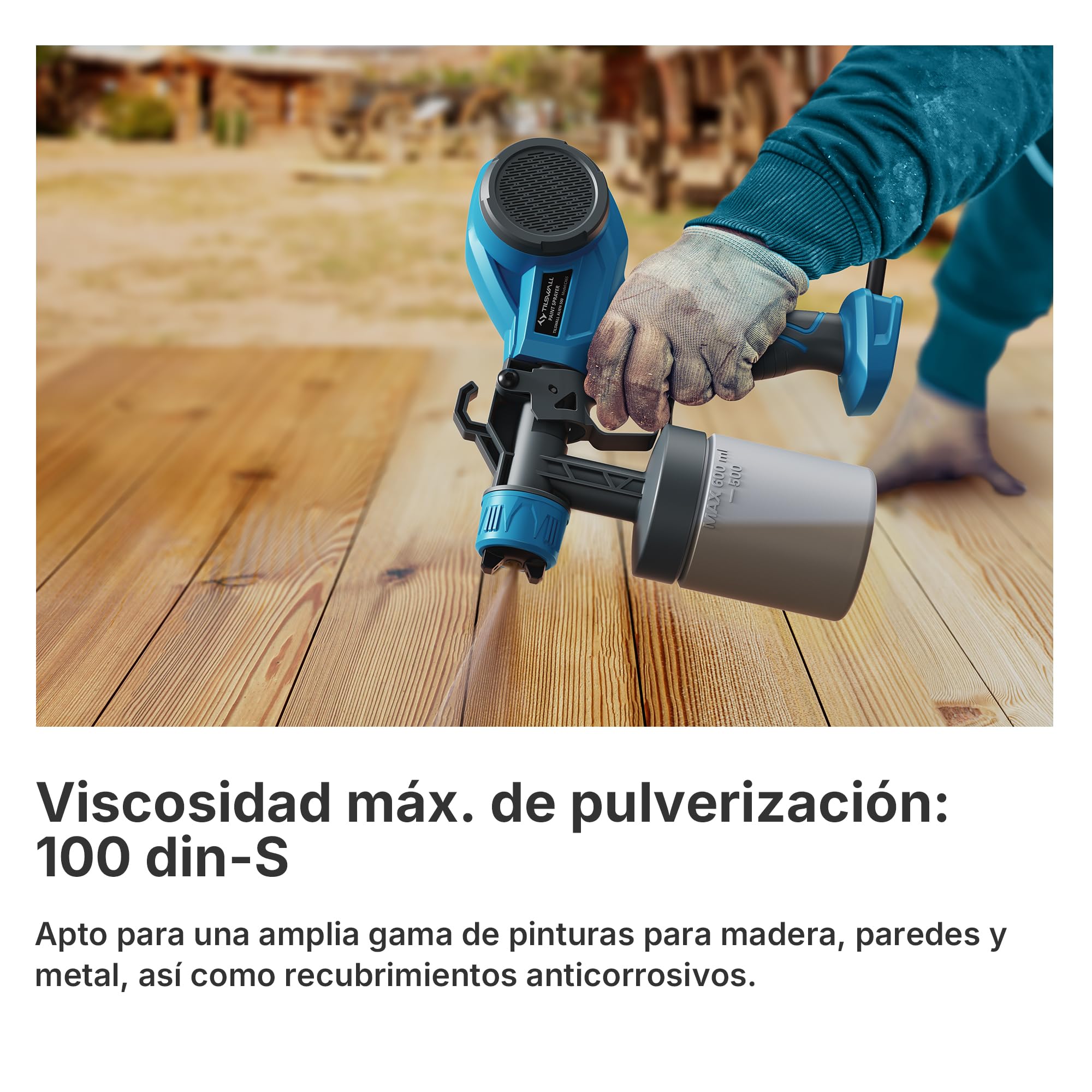 Tilswall Pistola Pintura Alien500 Ideal para Principiantes, Eléctrico Pistola de Pintura Ultraligera Fácil de Usar y Limpiar, Multiusos con 4 boquillas y 3 Patrones para Paredes y Techos