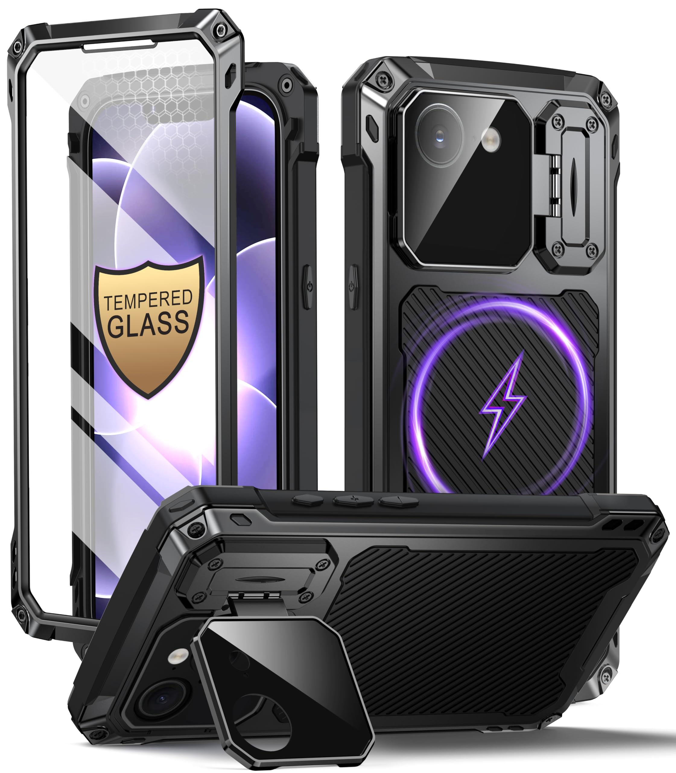 Protection iPhone 17e/16e antichoc pour chantier et randonnée avec support intégré