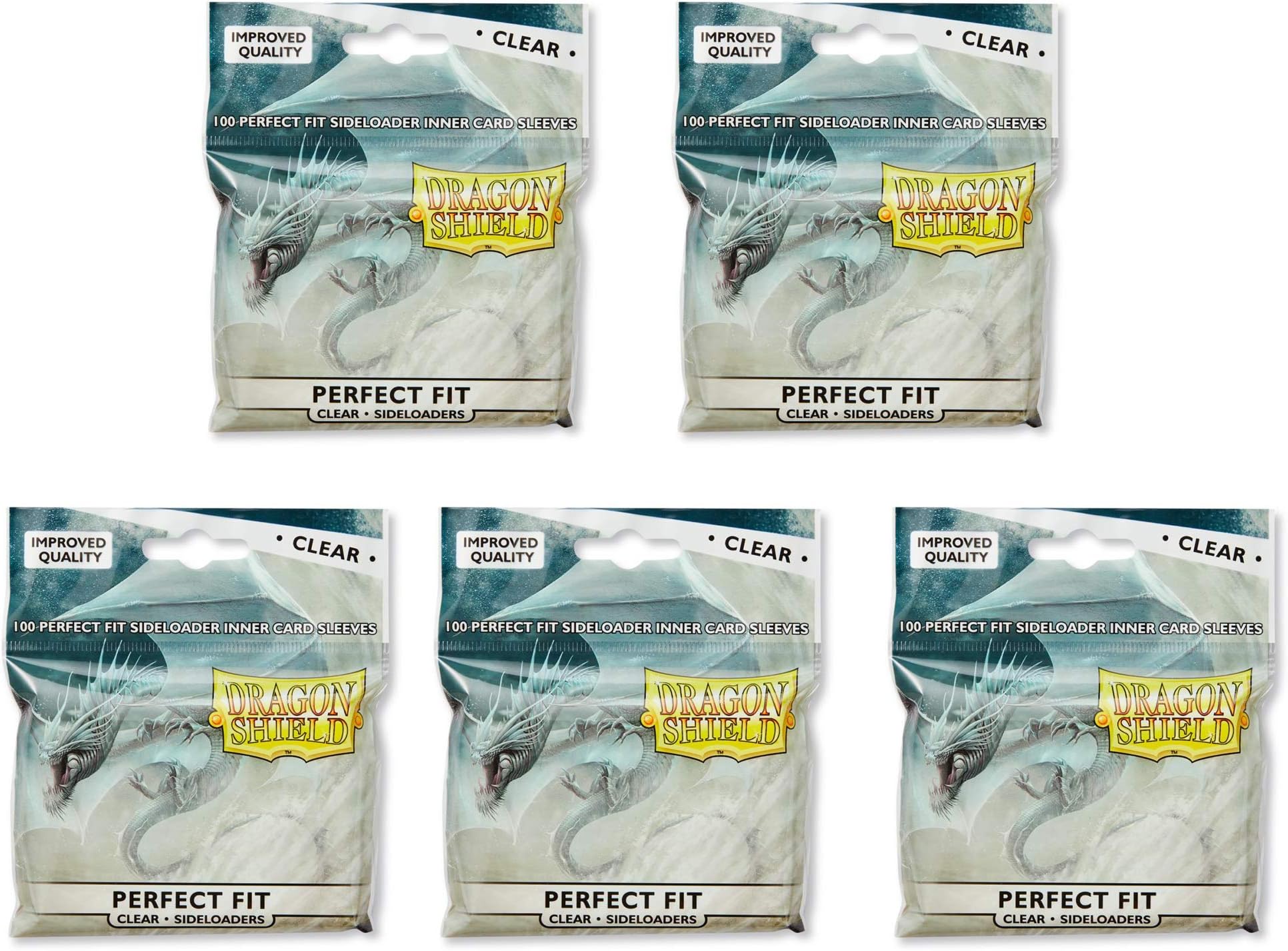5 Packs Dragon Shield Inner Sleeve Sideloader Clear Standard Size 100 ct Card Sleeves Value Bundle!
