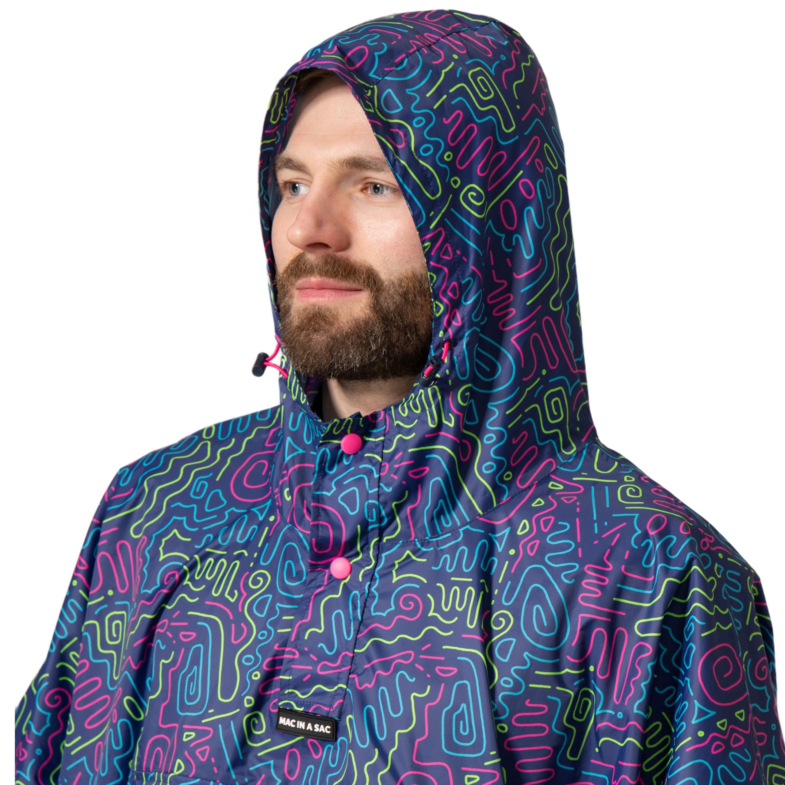 Mac in a Sac Ponczo festiwalowe - pakowalna wodoodporna peleryna - unisex - wysoce oddychające (8000 g/m2) - regulowane boki zatrzaskowe
