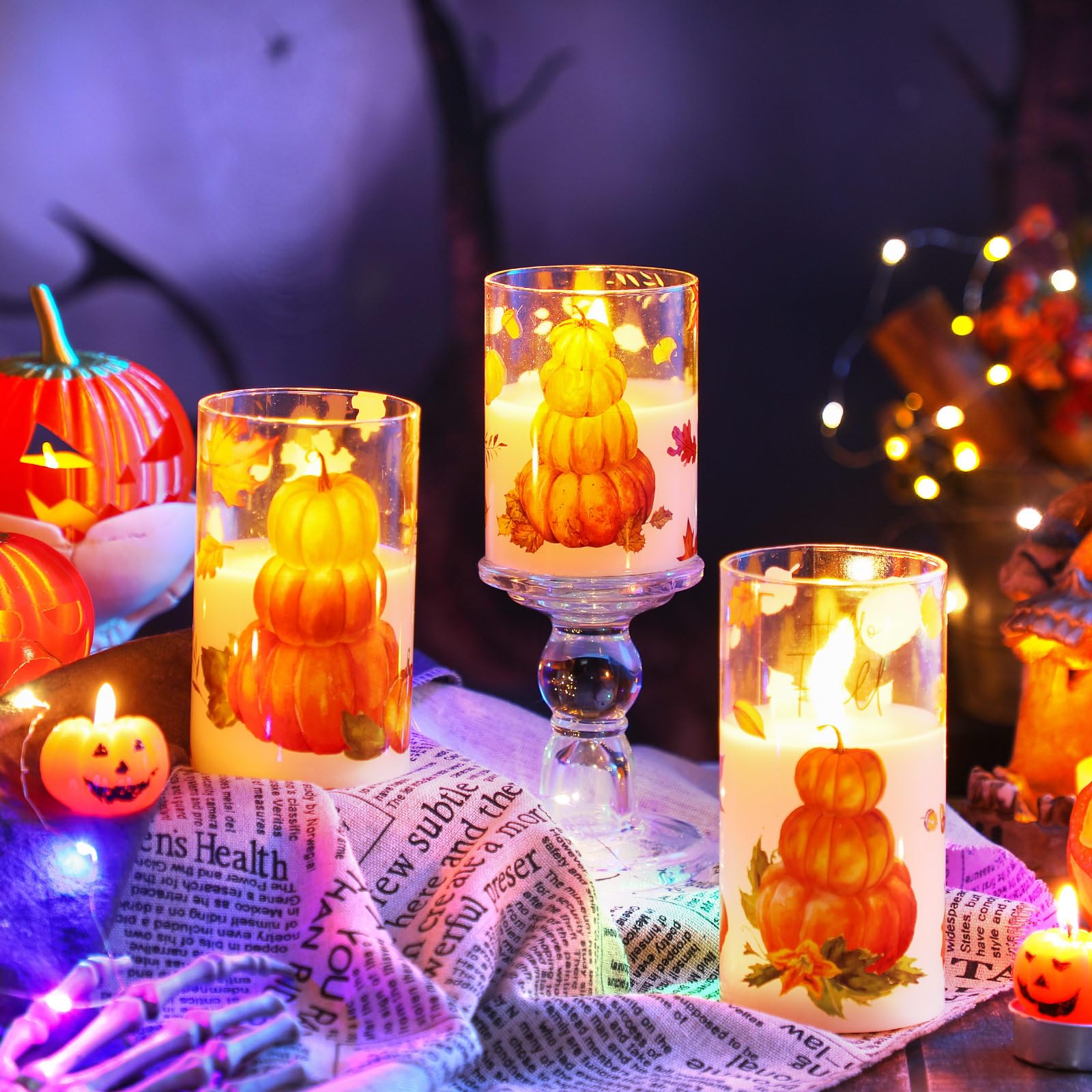 Bougies LED Décoratives Alimentées Par Piles Pour Intérieur Et Extérieur Décorations D'Halloween