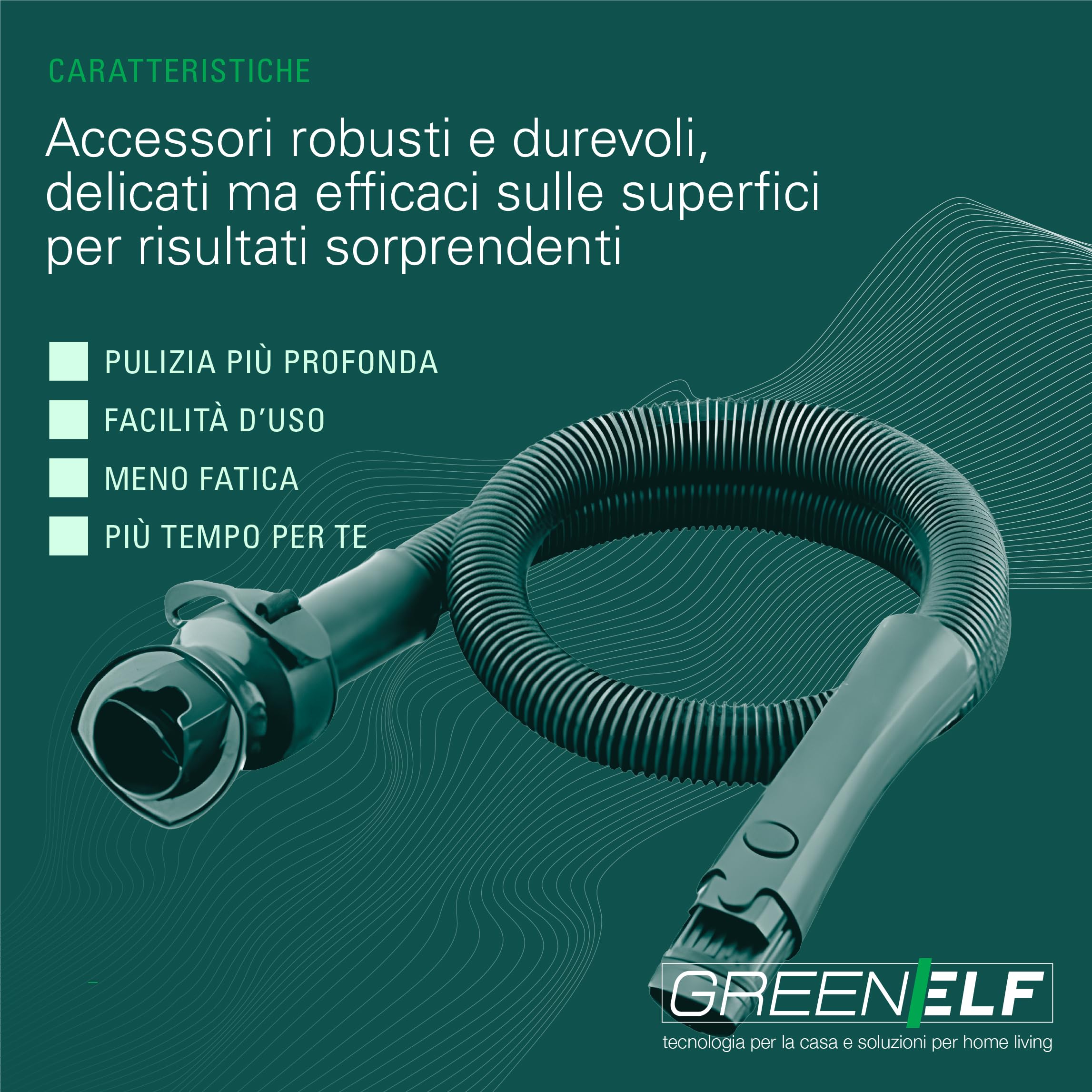 Kit Tubi Folletto VK135-136 | COMPATIBILI | Tubo Flessibile Per MODELLO 135 e 136 - COMPRENDE: Tubo Flessibile, Formichiere, Spazzolino, Adattatore, Girasole – Pulizia Profonda Auto e Casa, Verde
