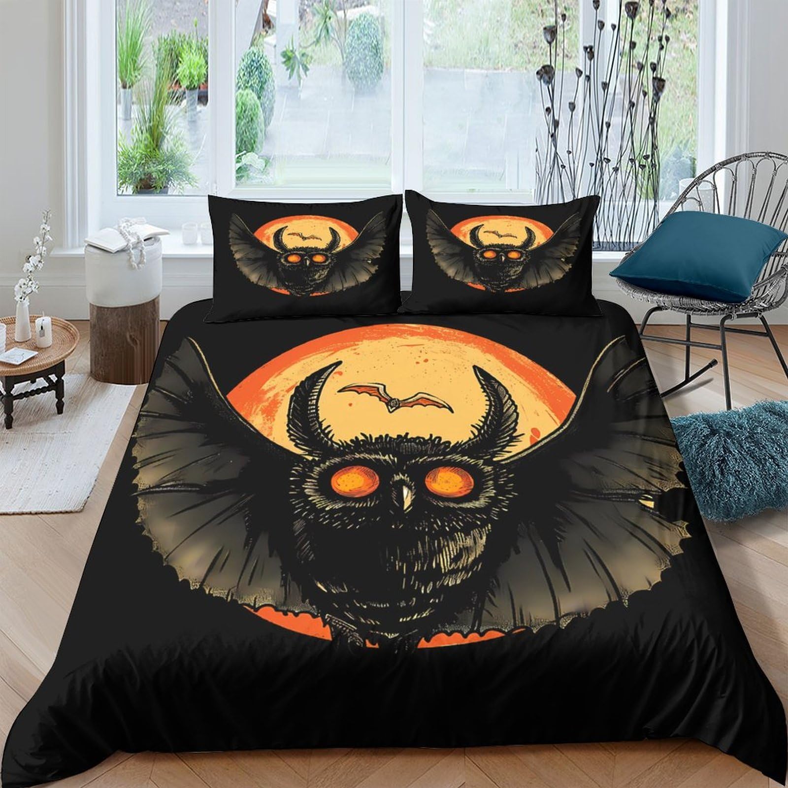 Ctjqhvkz Style-9 3D Printed Owl Moon Fitted Sheet Microfiber Soft Breathable Bat Night Mattress Cover For Bedroom Dorm Mattress Decor Single（135X200cm）