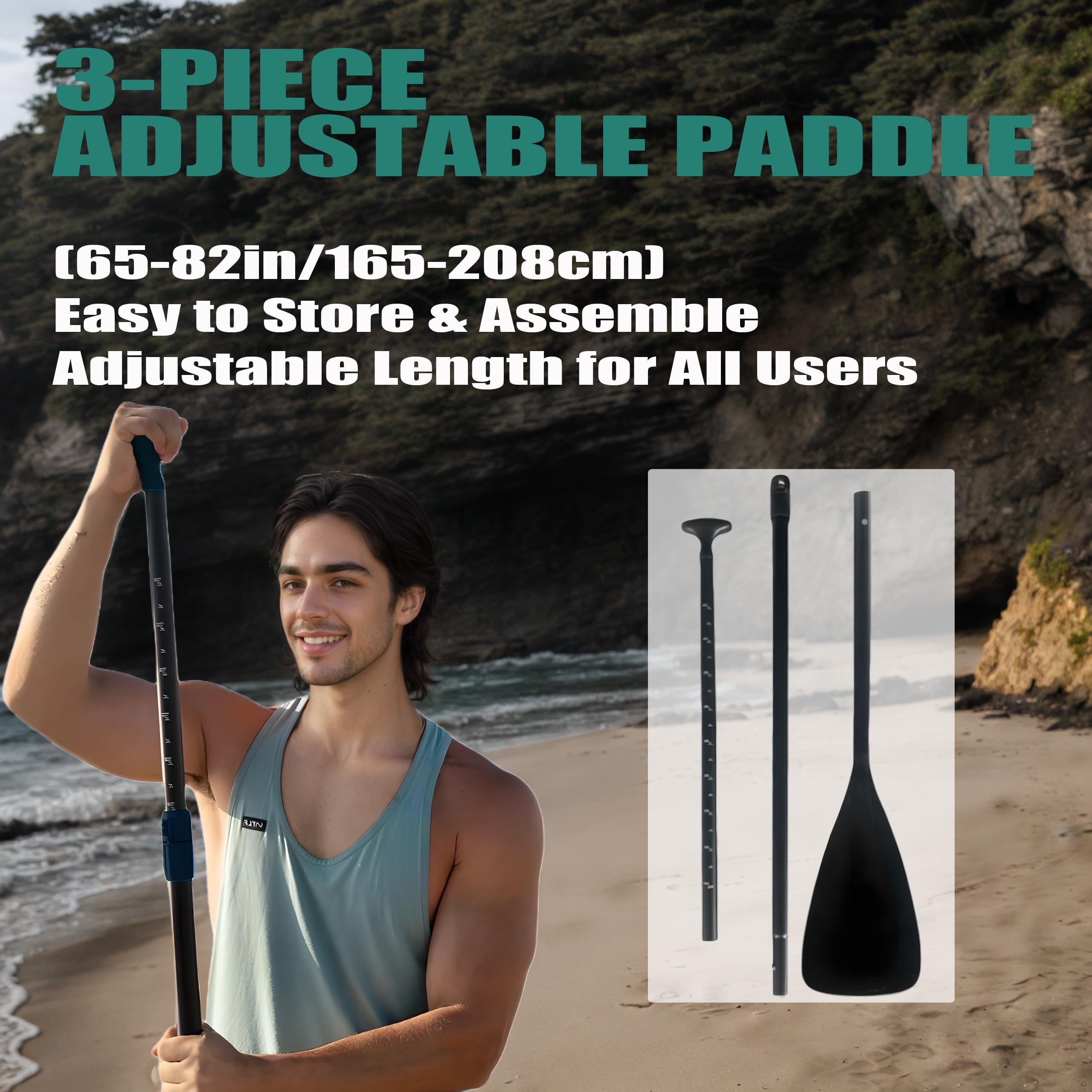 Aufblasbares Stand-up-Paddle-Board-Set, breites Design, 400 Pfund (180 kg) Gewichtslimit, mit Paddel, Pumpe, Rucksack, Finnen