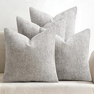 MIULEE Pack of 4 Couch Throw Pillow Covers 18x18 Inch Light Gray Soft De...