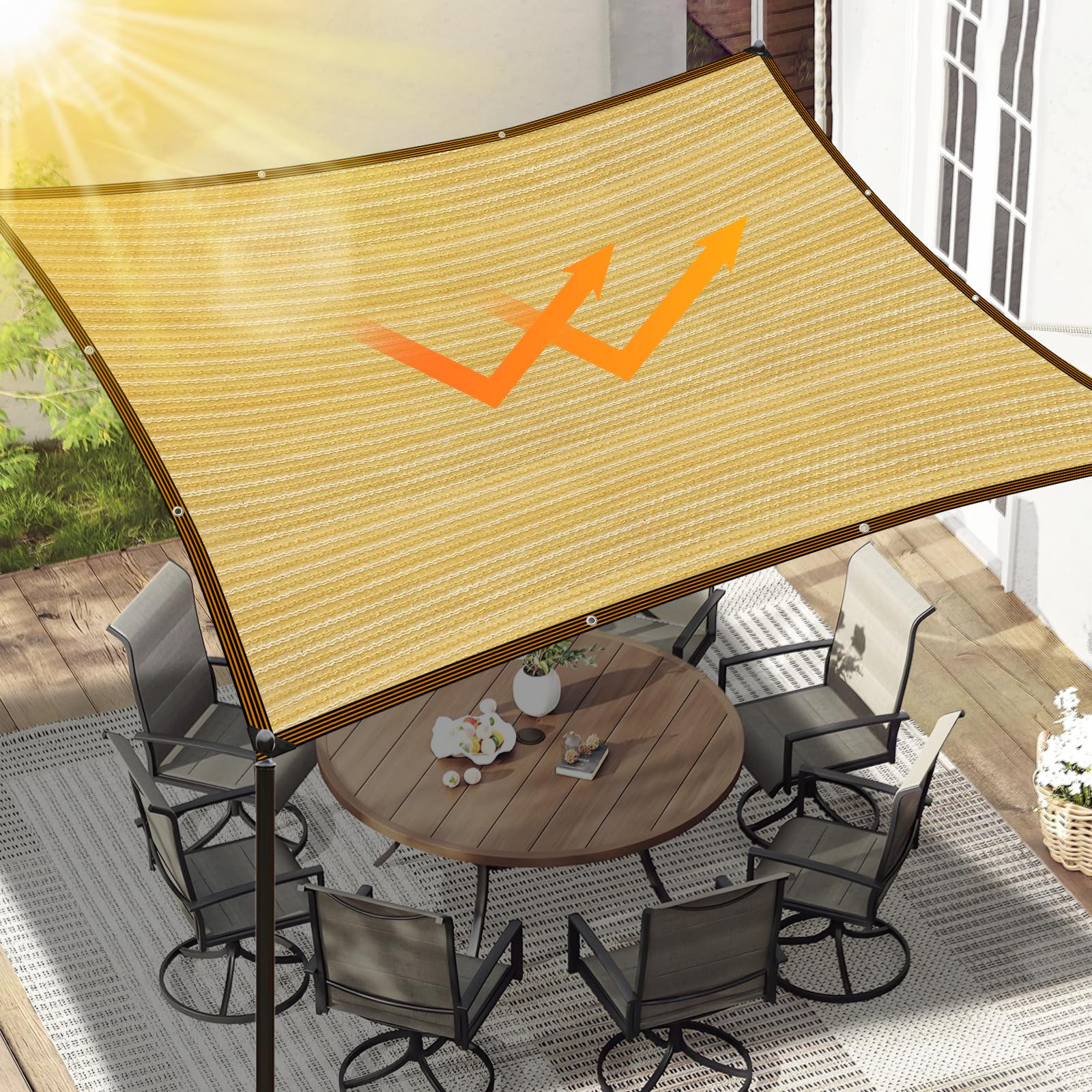Rete ombreggiante da 1 x 3 m con fori, adatta per serre, gazebo, giardini, serre, polli, esterni, beige