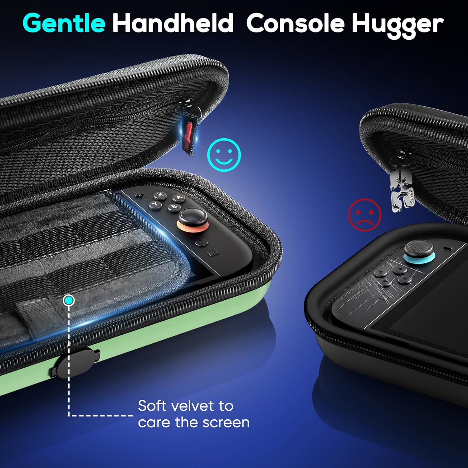 Auarte [Charge Inside] Switch 2 Carrying Case for Nintendo Switch 2 Console 2025 / Switch Original/Switch OLED, Slim Travel Carry Case for Switch 2 Accessories with 10 Game Card Storage (Green, for Switch 2, Carrying Case)