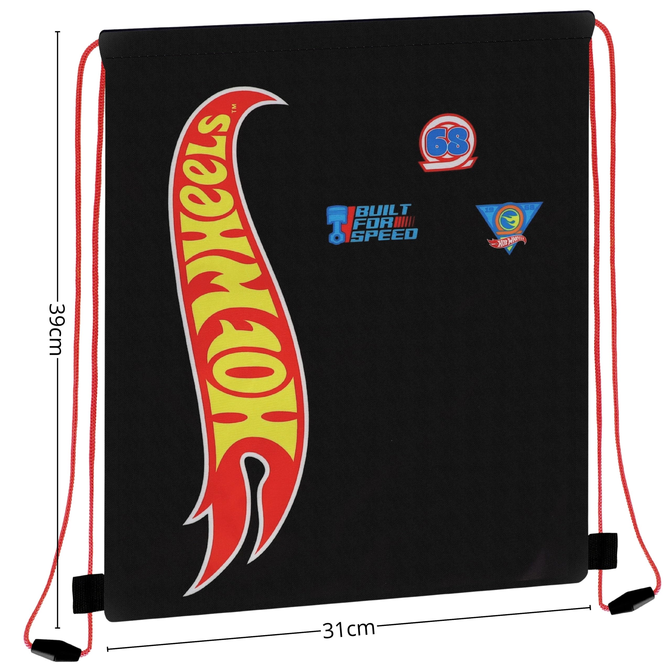 Chłopięcy worek na buty na WF, worek szkolny na ramię dla dzieci WORKOPLECAK (Hot Wheels, 39x33 cm)