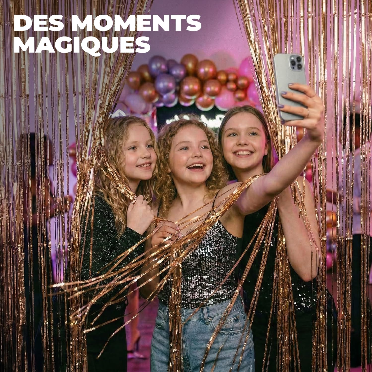 SparkL 2 Rideaux Paillettes à Franges Argentées | Grand Rideau 2 Mètres de Haut | Taille Ajustable et Pose Facile | Déco Fête, Anniversaire, Mariage, Soirée Déguisée, Nouvel an | OriginalCorner