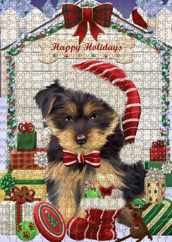 Christmas House with Presents Yorkshire Terrier Dog Jigsaw Puzzle for Adults - Animal Printed Interlocking Puzzle Game Artwork - Gift for Dog Lover's -1000 Pcs 29.5"x19.7", PZLE53551