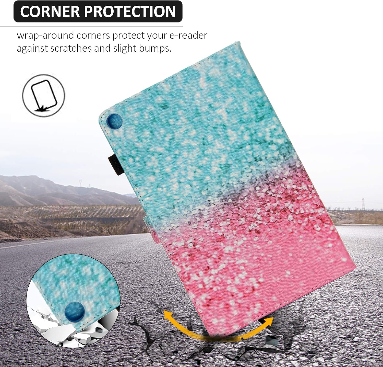Dteck Case for Fire HD 10 (9th/7th/5th Generation, 2019/2017/2015 Release) - Slim Premium PU Leather Folio Stand Magnetic Cover with Auto Wake/Sleep for All-New Amazon HD 10.1 Tablet, Pink Sand