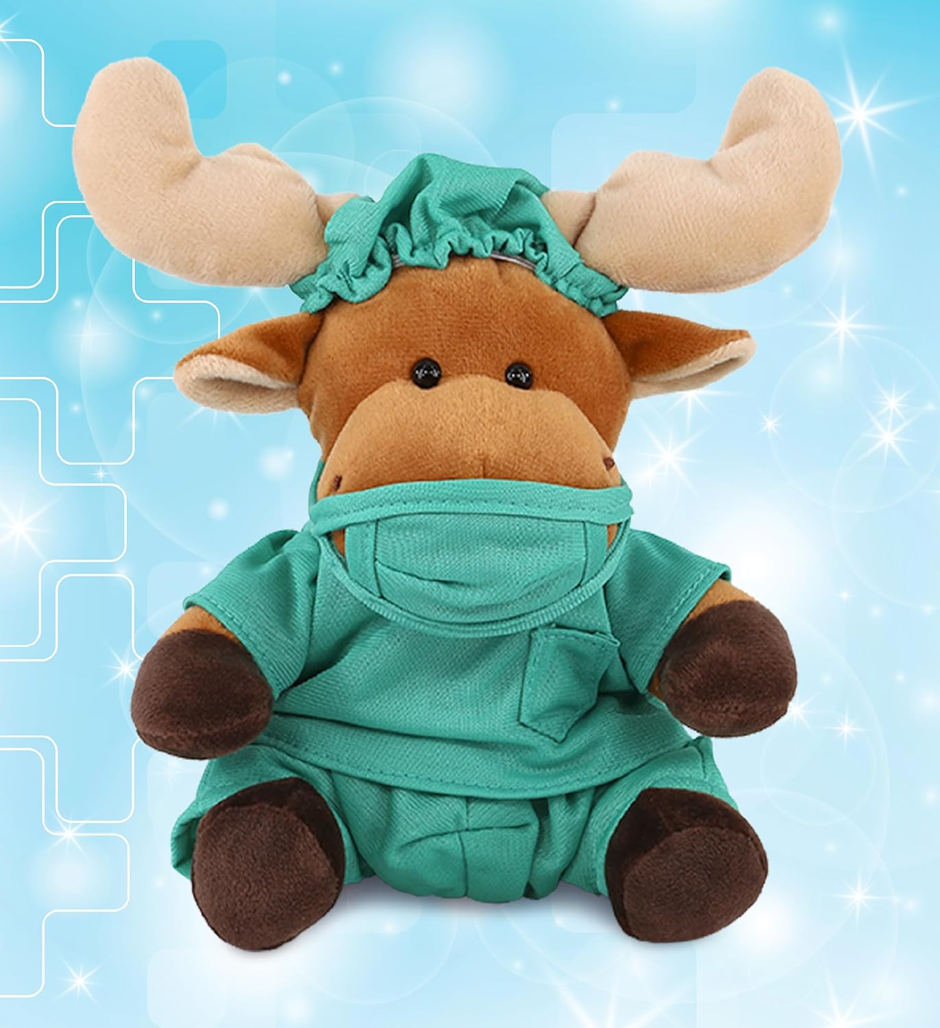 DolliBu Moose Doctor Plush Toy - Super Soft Moose Doctor Stuffed Animal Dress Up with Cute Uniform and Cap Outfit - Fluffy Toy Plush Gift for Doctor, Nurse, Surgeon, Dentist - 6 Inch - Image 5