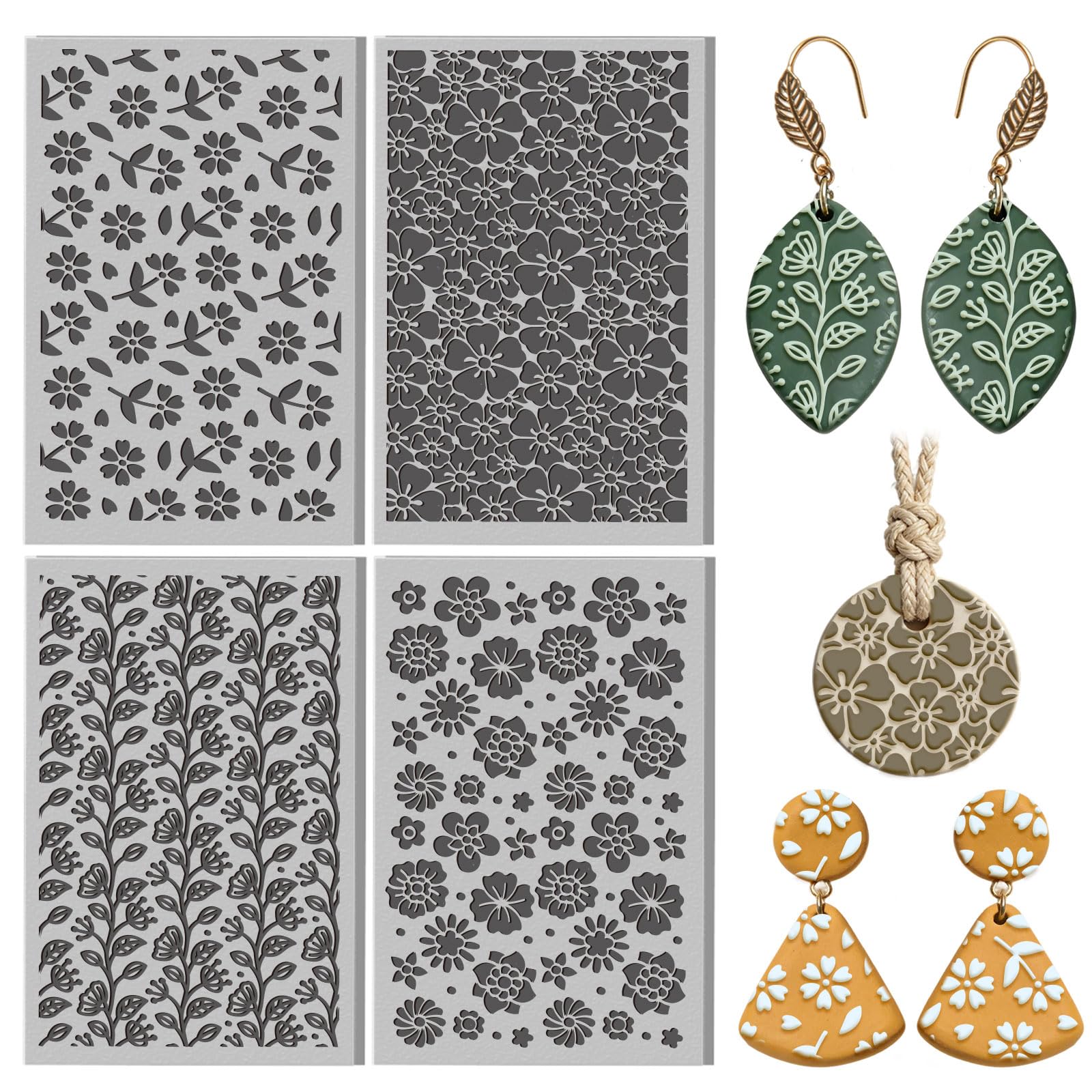 Argile polymère créative : créez vos boucles d'oreilles avec 4 feuilles de texture