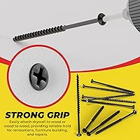 Vista 47 de Qualihome tornillos de punta afilada y rosca gruesa, tornillos cabeza trompeta núm. 2 para desarmador Phillips, 1 libra, negro, ideal