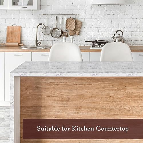 Miniatura 2 de Very Berry Sticker - Papel tapiz adhesivo con apariencia de mármol removible, papel adhesivo impermeable para encimeras (24 x 118 pulgadas, vena