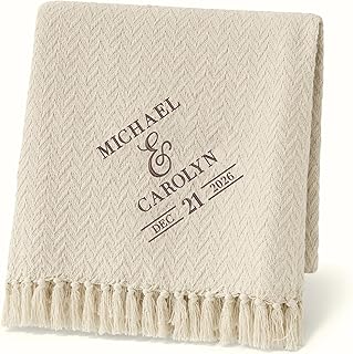 Personalization Universe Moody Chic Embroidered Wedding Afghan