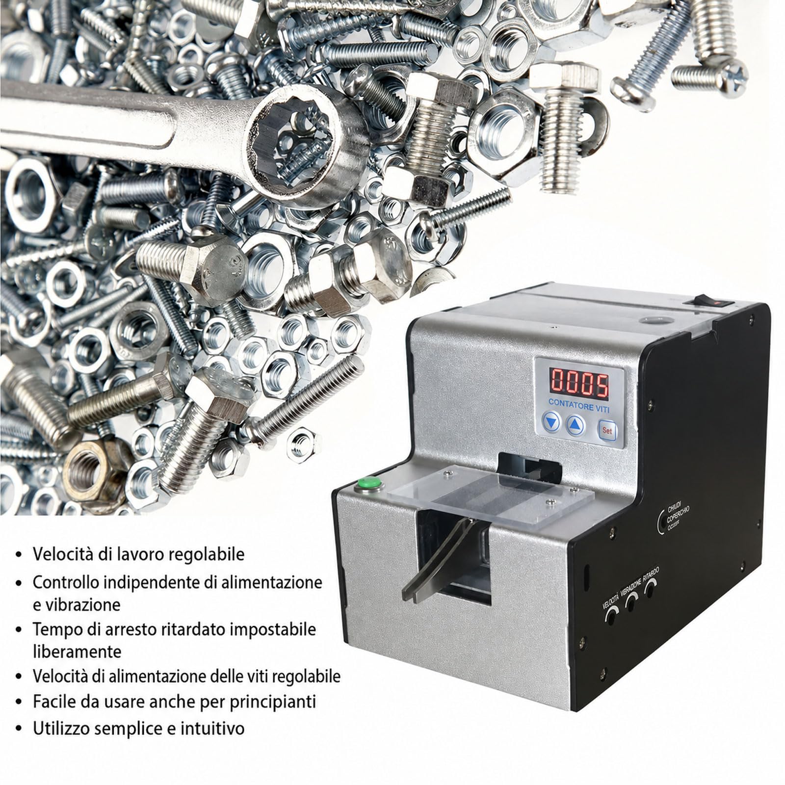 Macchina Contaviti Digitale, Contaviti Automatico, Contaviti Portatile Regolabile Da 1-5 Mm, Impostabile 0-9999, Per Testa Tonda, Testa Piatta, Viti Con Distanziali