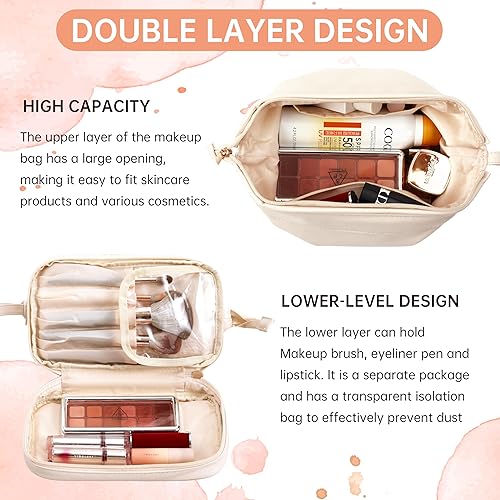 Miniatura 3 de TOBEHIGHER Bolsa de maquillaje de viaje Bolsa de cosméticos Bolsa de maquillaje, Blanco, Bolsa de maquillaje
