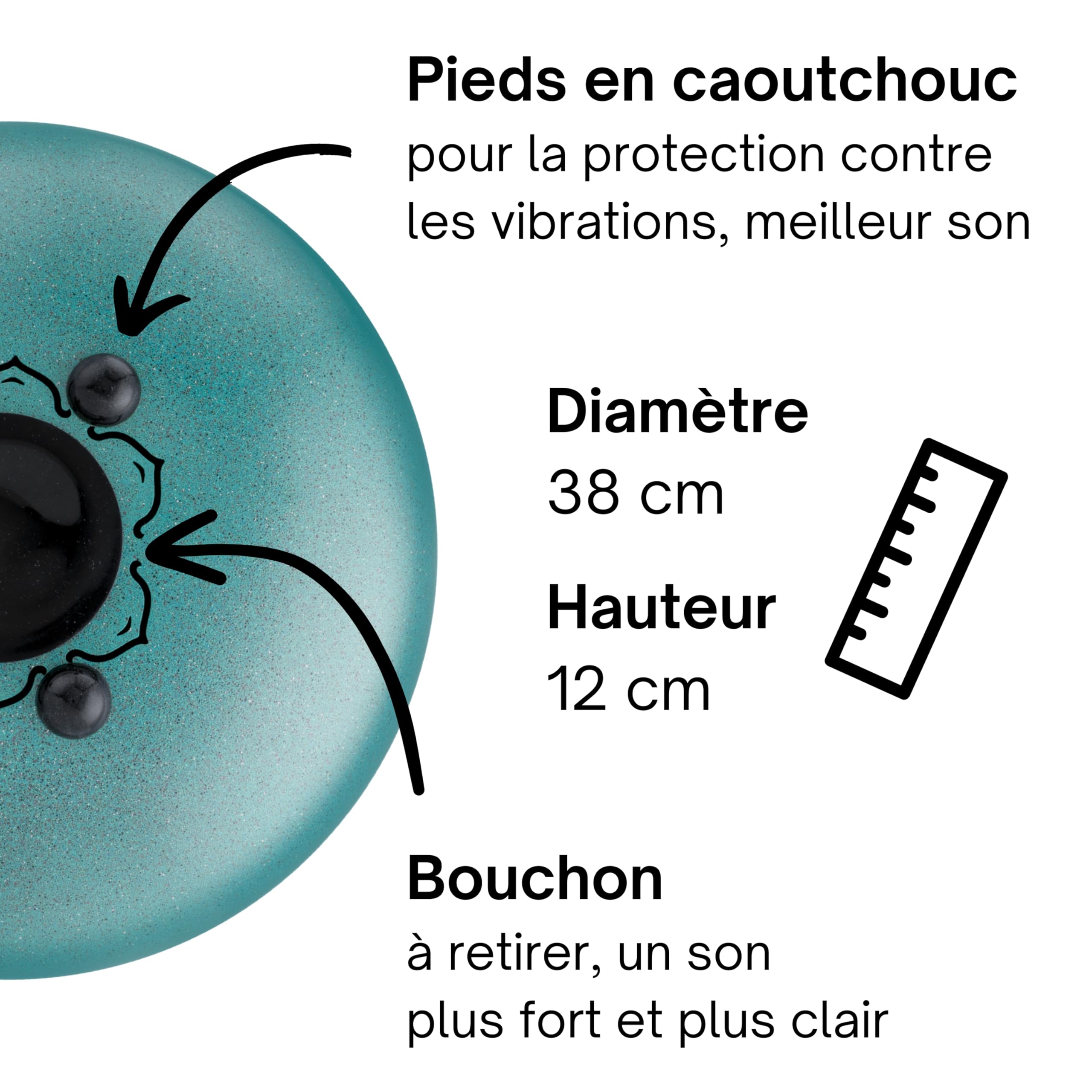 Steel Tongue Drum « Standard » do majeur en vert - 12 pouces avec 11 sons - Tambour à langue en acier avec livre de partitions, mailloches et sac. Savoir jouer des notes n'est pas nécessaire.