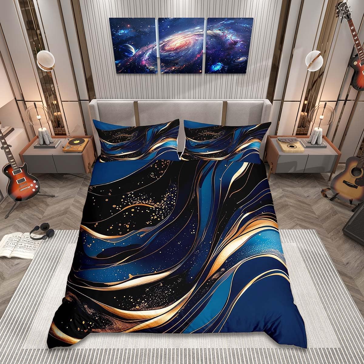 Homemissing Geometric Bedding Duvet Cover Set Super King Size Modern Art Bedding Set for Kids Boys Girls Modern Marble Aesthetic Comforter Cover Set Abstract Marble Texture Printed Bedspread Cover โ image 1