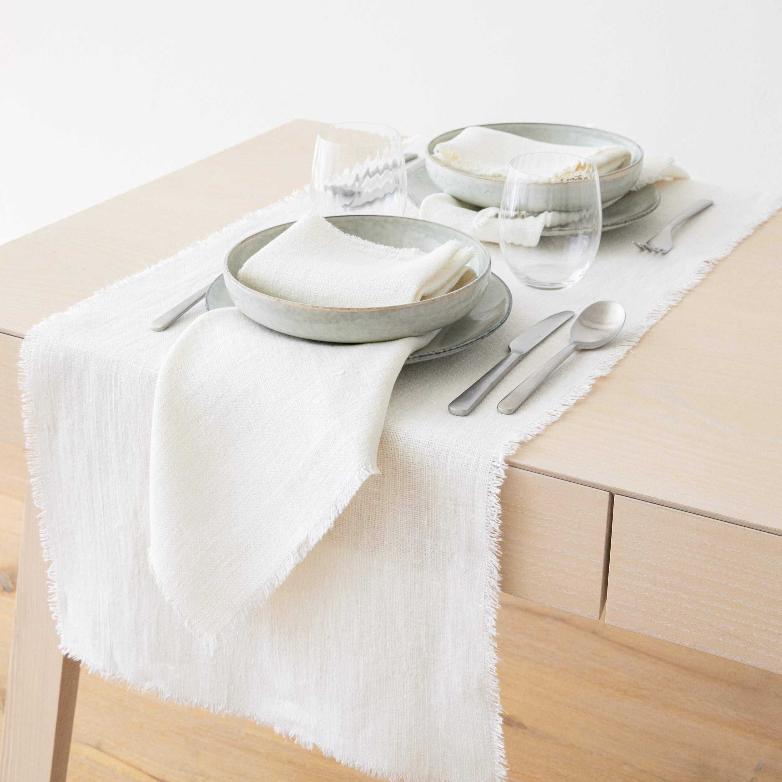 Linenme Chemin de Table, Collection Rustic, 45x183cm, Blanc cassé