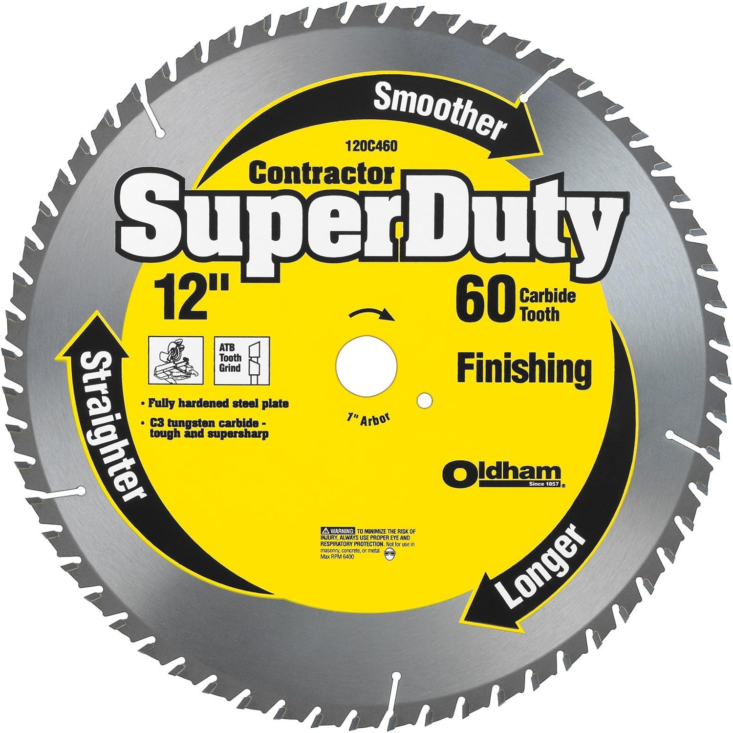 Oldham 120C460 Super Duty 12Inch 60 Tooth ATB Crosscutting Saw Blade
