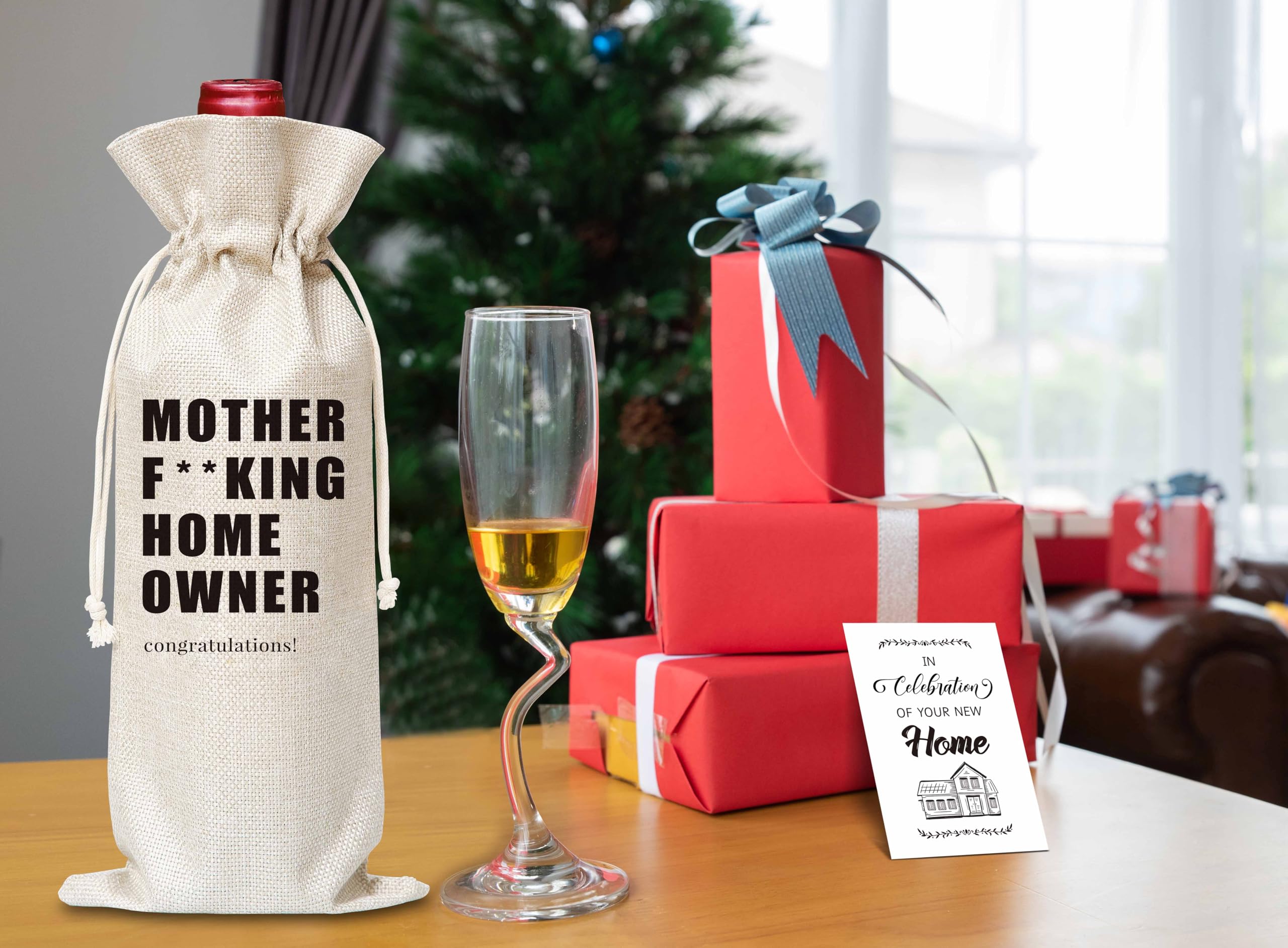 Divertida Bolsa De Vino De Regalo Para Inauguración De La Casa O Nuevo
