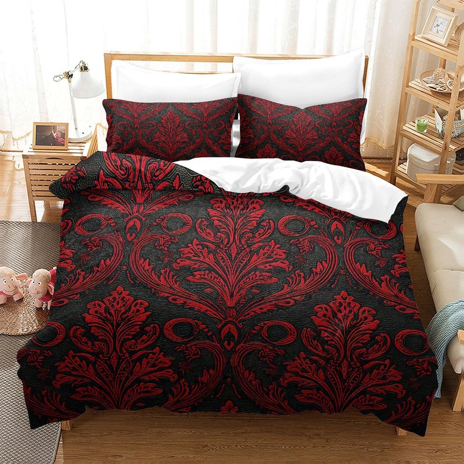 Housse de couette volutes baroques avec fermeture éclair pour dire adieu au lit froissé en 3D