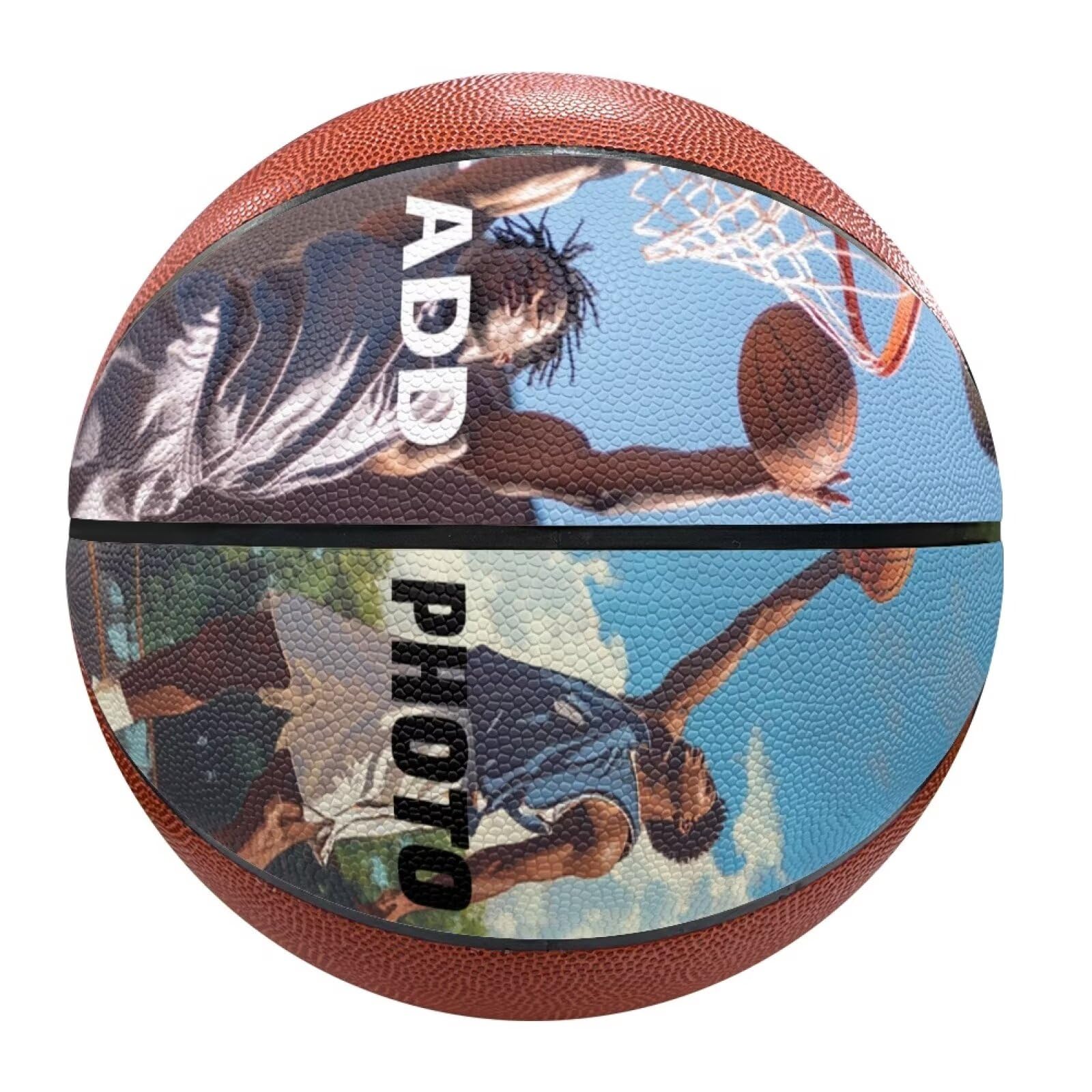 Bivxisrvo Mens Basketball Personalized Custom Basketball Size 5 Engraved Basketball for Son Outdoor Indoor Basketball with Unique Design Team School Game Training Boys Girls Presents