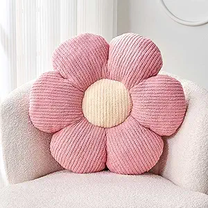 Flower Throw Pillow, Soft Pink 14.9" Shaped Floor Pillow for Home Decor, Cute Aesthetic Plush Decorative Pillows for Bed, Sofa, Couch