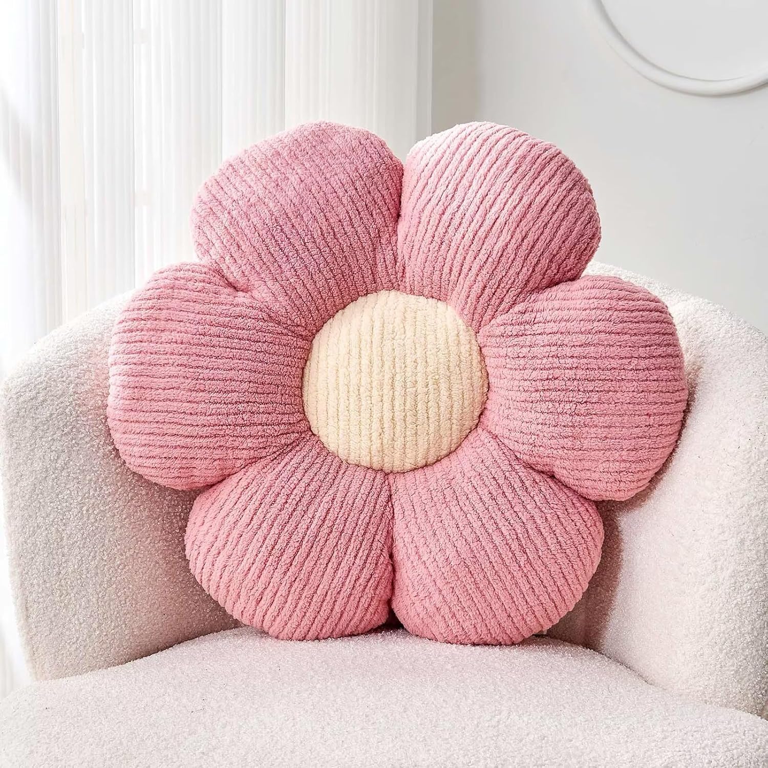 Kcvvcr Flower Throw Pillow Soft Pink 14 9 Shaped Floor Pillow for Home Decor Cute Aesthetic Plush Decorative