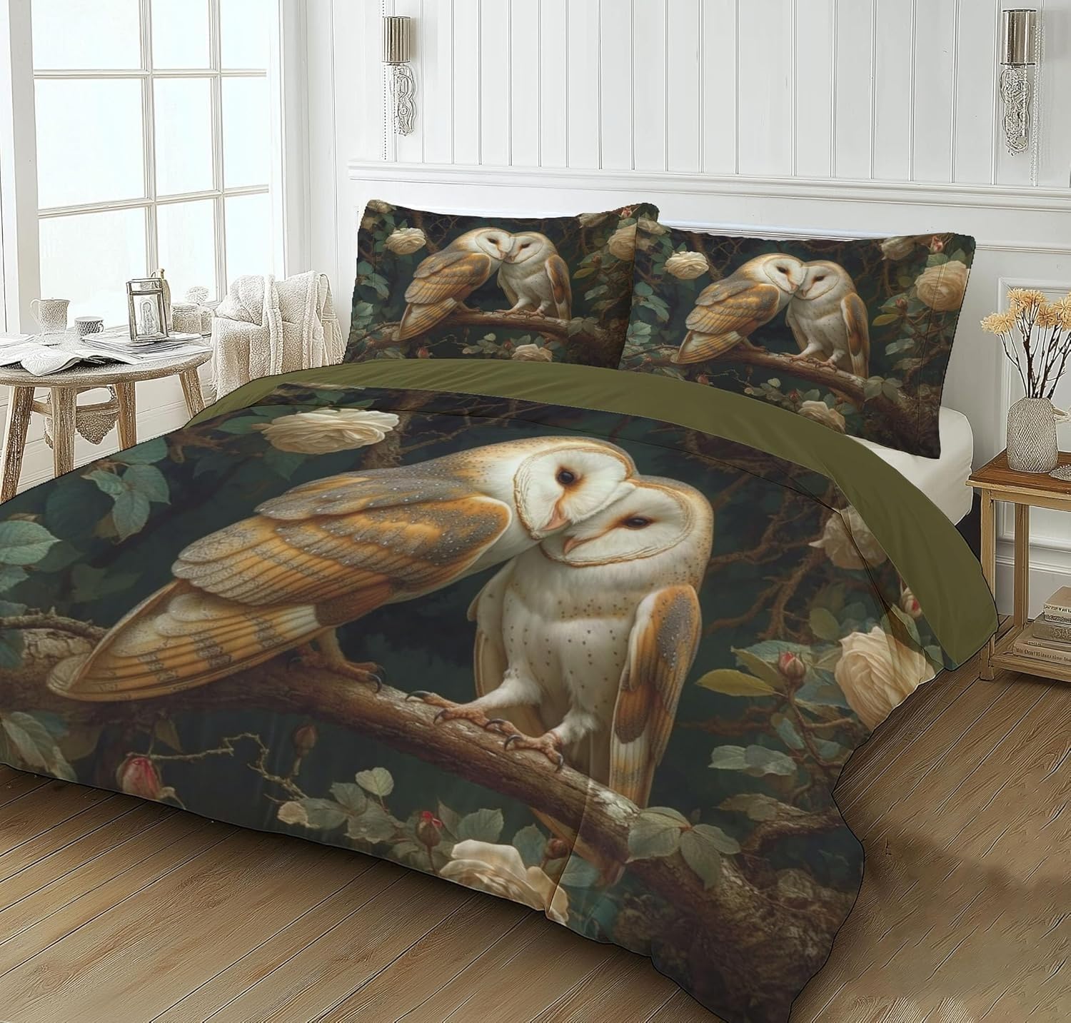 Bsyyzqc Cartoon Duvet Cover King Set, Microfibre Bedding Double Bed Set, Cute Owls Reversible Quilt Cover Set, Puckering Duvet Covers Set With Zipper Closure, With 2 Pillowcases