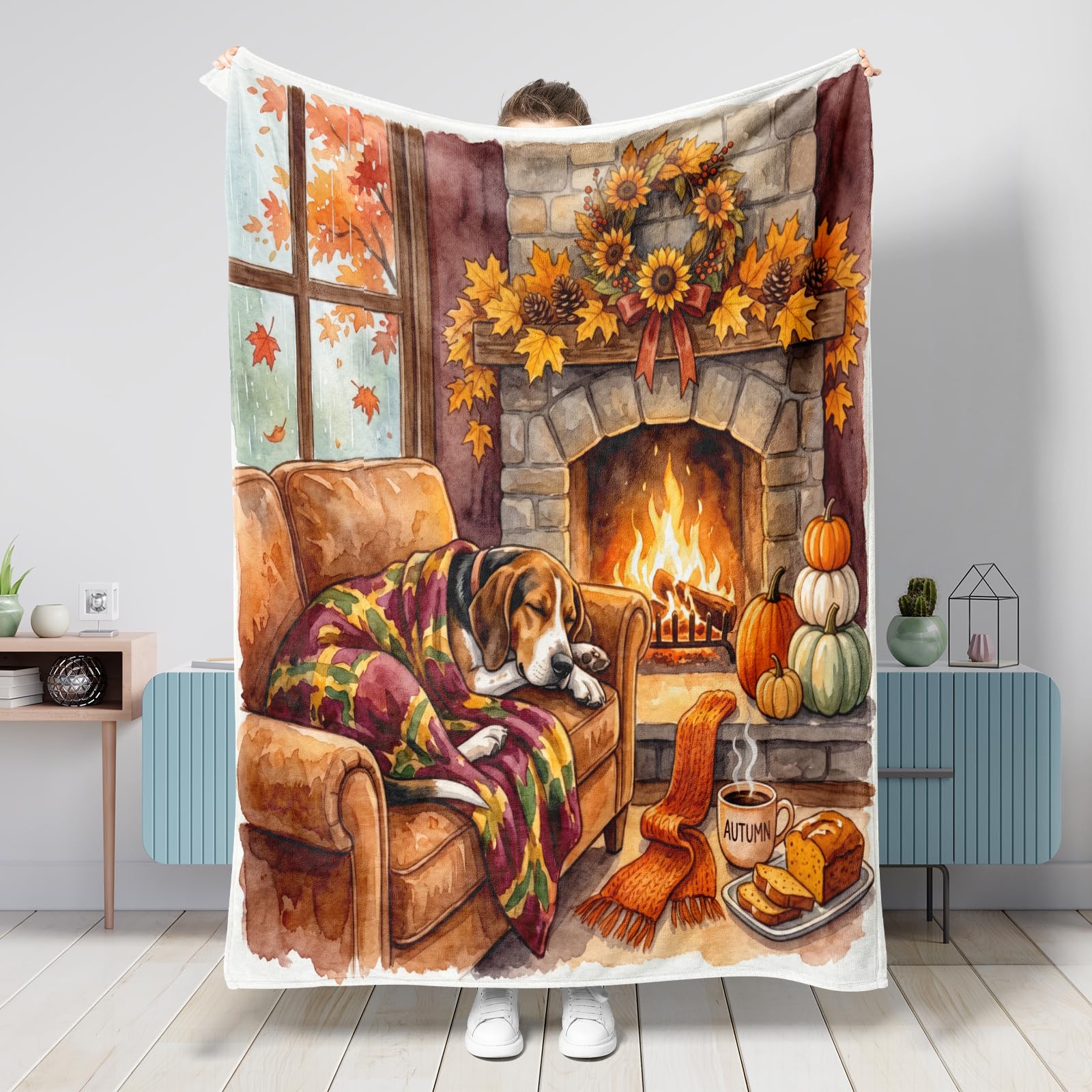 Couverture pour canapé à motif coonhound d'automne pour sublimer votre salon rustique