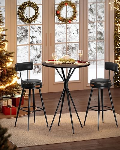 VASAGLE Mesa de bar, mesa redonda de cóctel alta para eventos, fiesta, cocina, comedor, bar en casa, 23.6 x 23.6 x 41.3 pulgadas, marco de metal