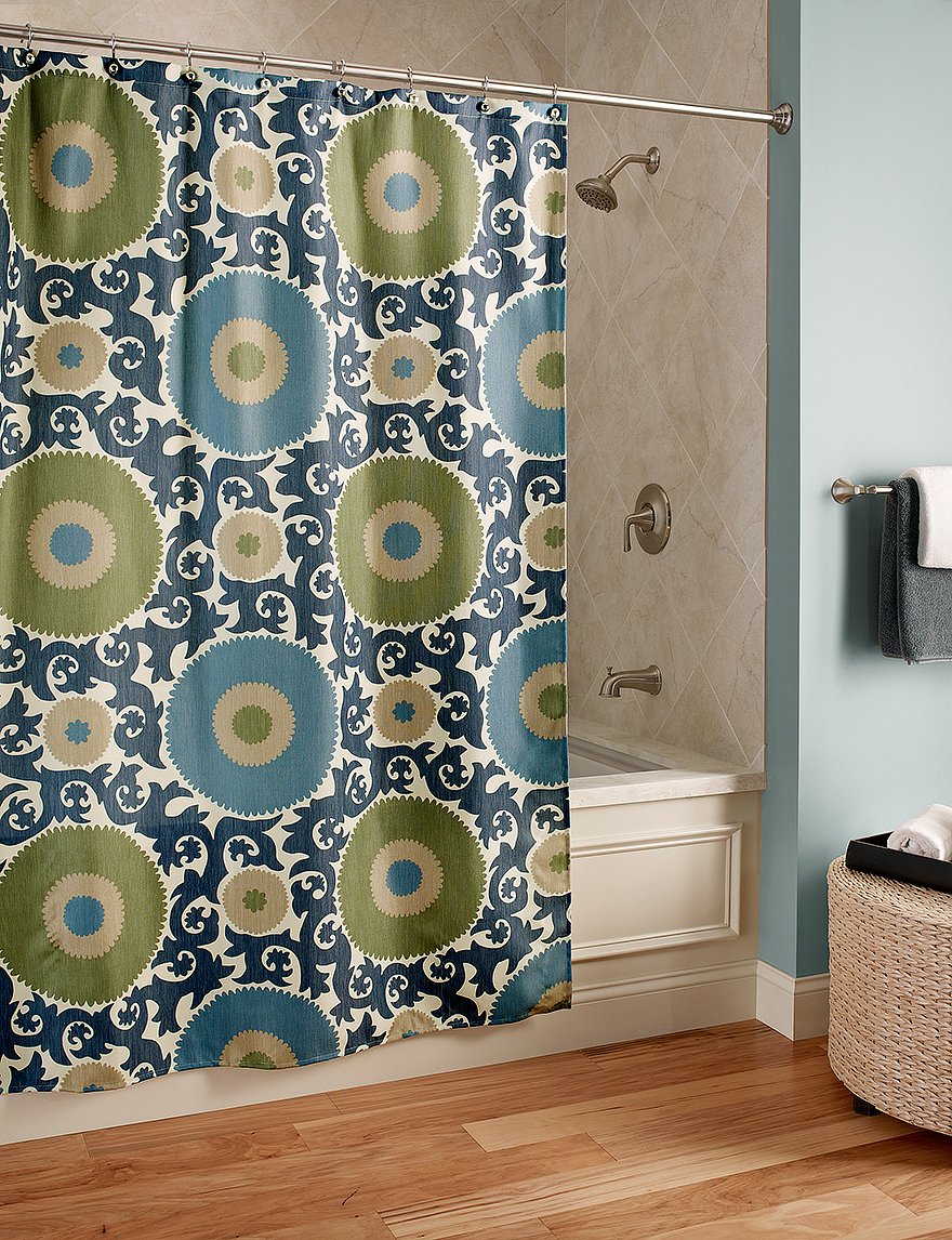 M. Style Ottoman Blossom Microfiber Shower Curtain Color: Indigo