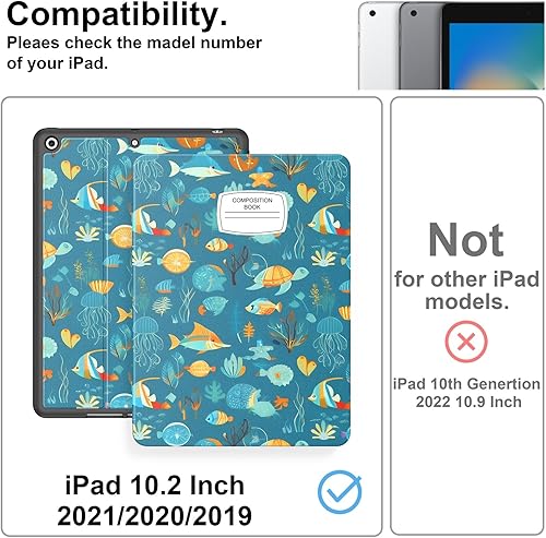 Miniatura 9 de Supveco Funda para iPad de 987 generación de 10.2 pulgadas (modelo 202120202019) con soporte para lápices, funda de alta calidad con función de