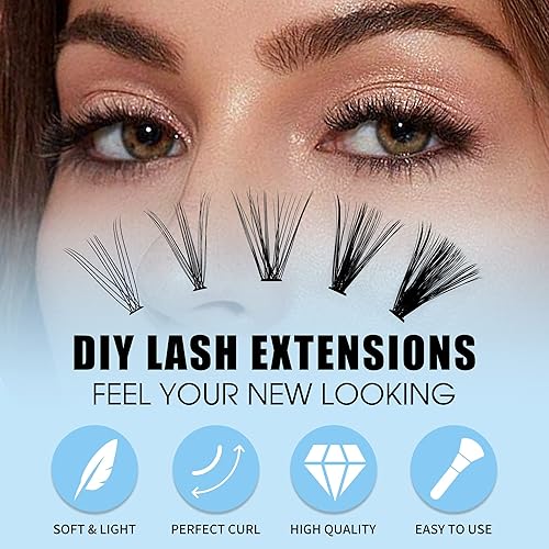 Miniatura 2 de Bandeja grande de pestañas individuales, 240 unidades, 0.003 in, 10D+20P, mezcla de rizos C de 0.315-0.630 in, pestañas suaves y cómodas, racimos de