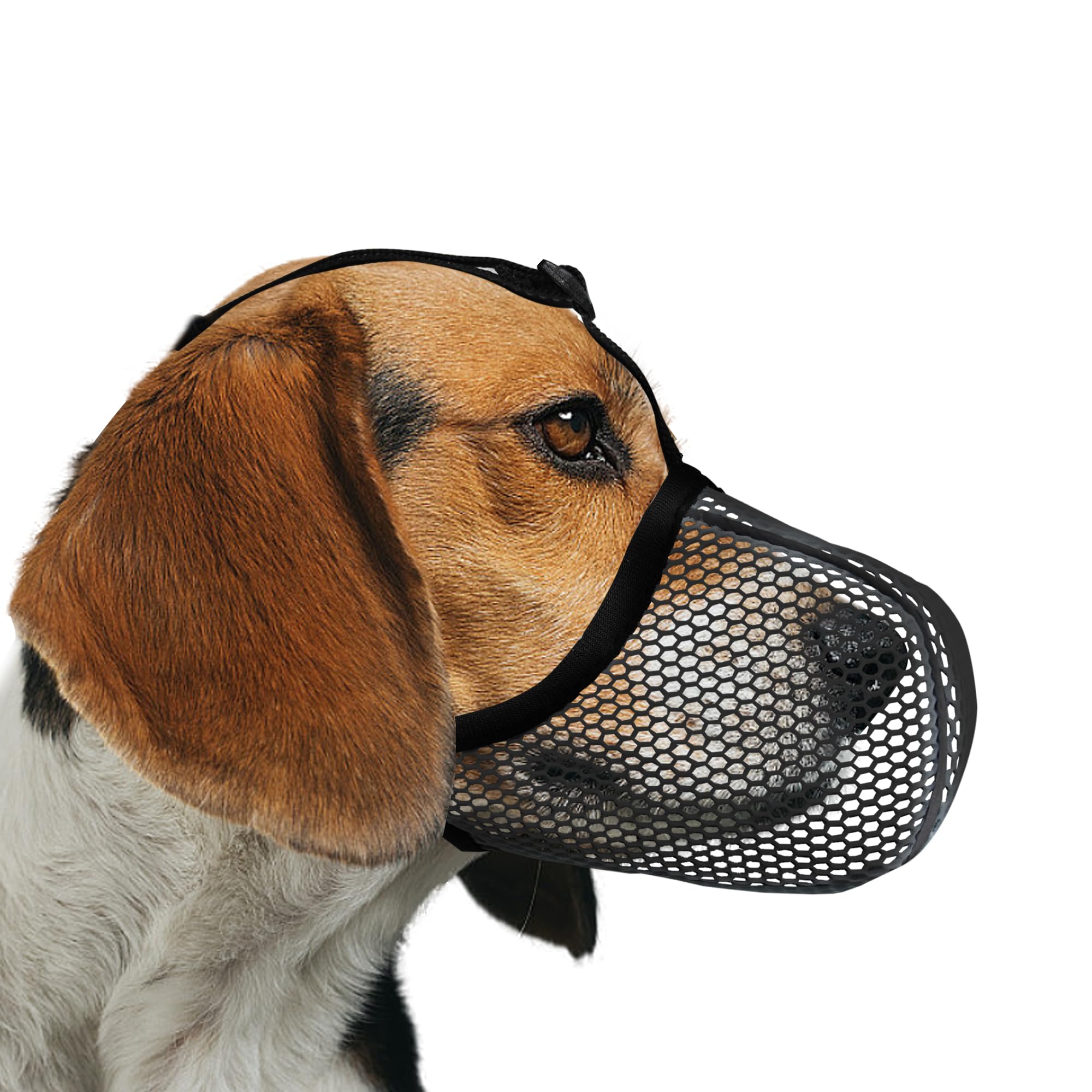 JOYPAWS Soft Dog Muzzle, Breathable Soft for All Breeds Dogs to Anti Prevent Chewing Barking Biting, Adjustable Reflective Basket Muzzle with Air Mesh Black M