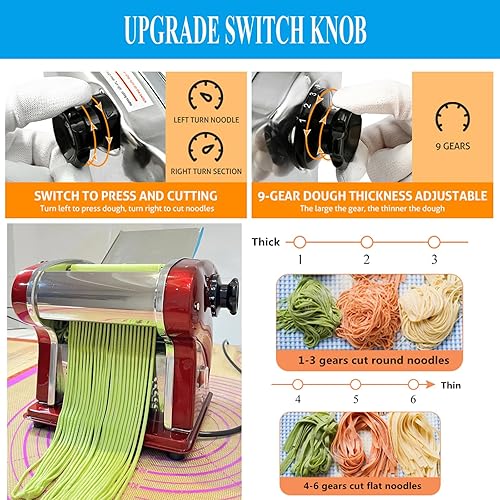 Miniatura 3 de Máquina eléctrica para hacer pasta doméstica automática para hacer fideos, rodillo de espaguetis 2 en 1, acero inoxidable 2 en 1, para uso comercial